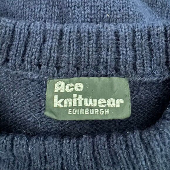 Vintage Ace Knitwear Handknit City Scene Made in Edinburgh Scotland Sweater Sz S - Picture 2 of 9